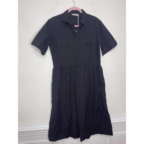 Everlane The Parklet Shirtdress in Black Size 6 Short Sleeve Casual Party Gothic - Picture 4 of 6